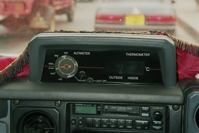 Il termometro della jeep certifica il caldo di Dar-es-Salaam: 32 gradi in macchina con aria condizionata a palla, 43 all'esterno