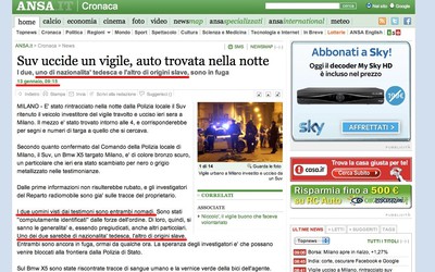 Notizia Ansa - 13 gennaio 2012