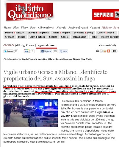 Articolo corretto sul sito Ilfattoquotidiano.it - 13 gennaio 2012